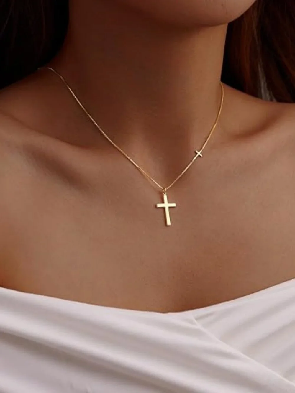 Cross Necklace for Women Teen Girls, Dainty 14K Gold Silver Plated Cross Choker